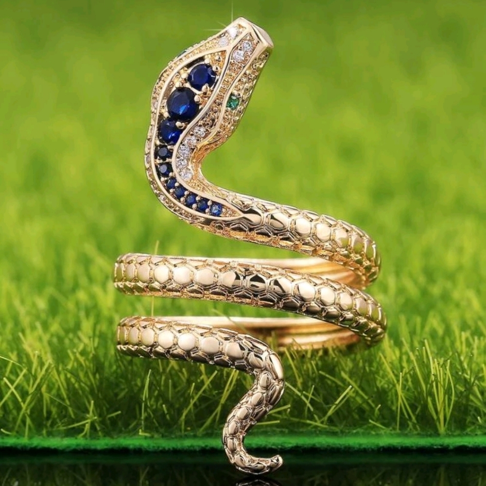 Rhinestone Embellished Snake Ring